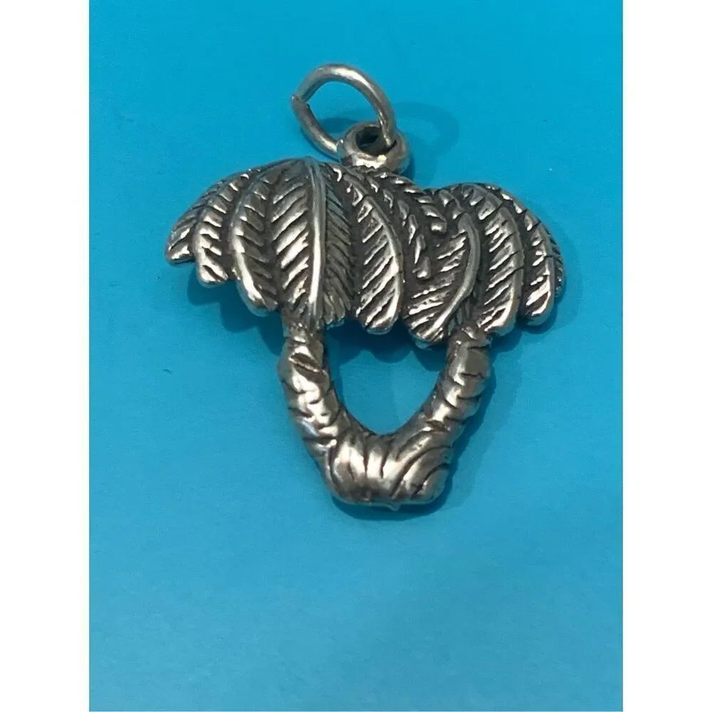Palm Tree with Double Trunks Sterling Silver Jewelry Charm #beach #plants